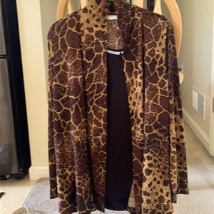 Susan Graver 2 pic liq knit shell and cardigan set